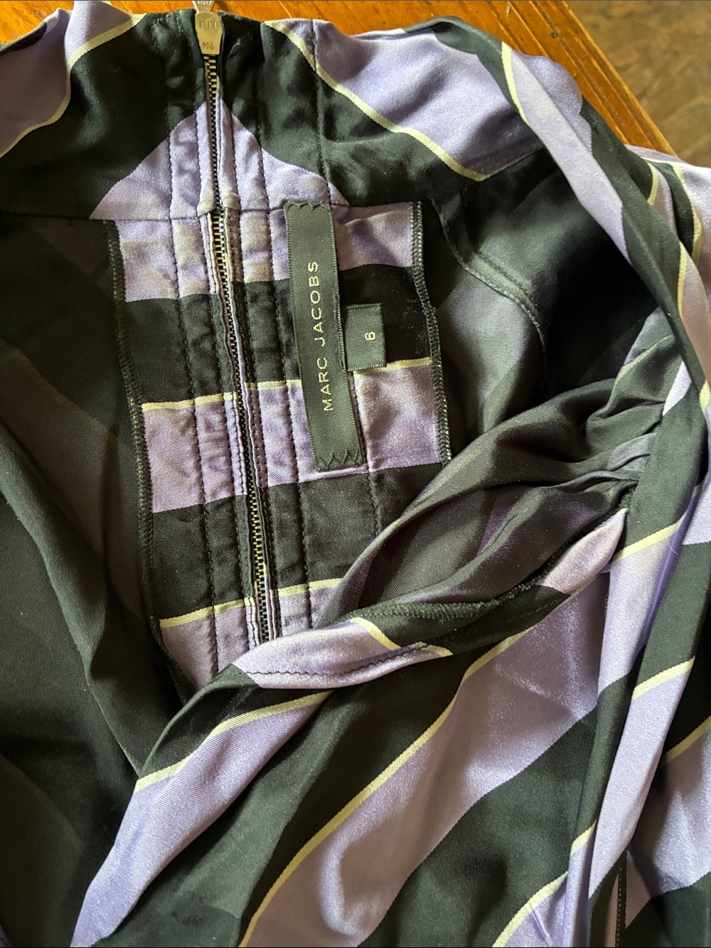 Purple and Black Striped Long-Sleeve Midi Dress - Picture 2 of 4